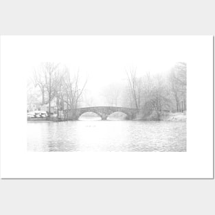 Snow at Clove Lakes Bridge Posters and Art